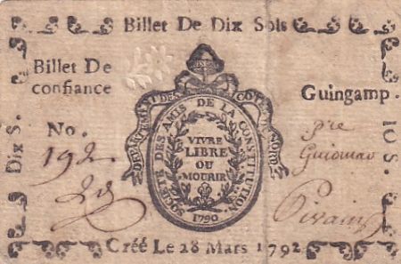 France 10 Sols - Côte d\'Armor - Guingamp - 28-03-1792