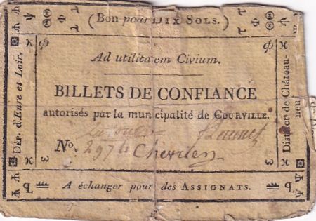 France 10 Sols - Eure et Loir - Municipalité de Courville - 1792