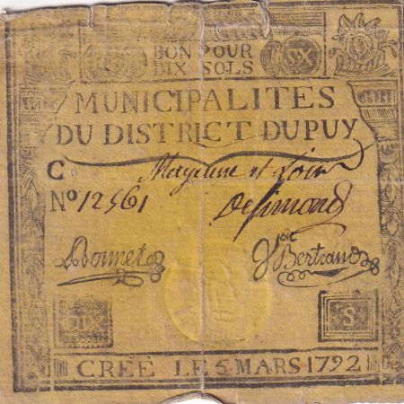 France 10 Sols - Haute-Loire - Municipalité de Le Puy - 1792