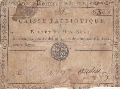 France 10 sols - Marne- Caisse patriotique de Reims - 02-07-1791