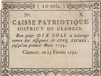 France 10 sols - Nièvre - Caisse patriotique de Clamecy - 1792