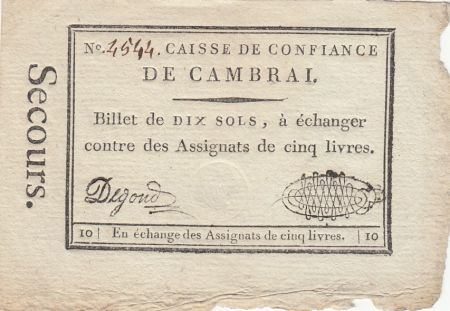 France 10 sols - Nord - Caisse de confiance de Cambrai - 1792