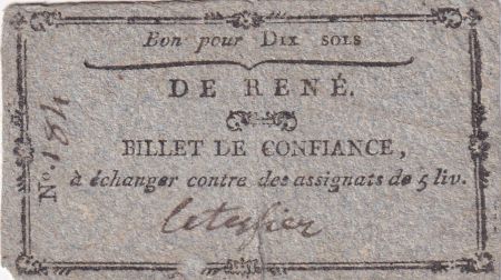 France 10 Sols - Sarthe - Commune de René -  1792