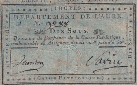 France 10 Sous - Aube - Troyes - 1792