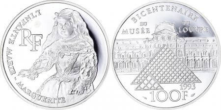 France 100 Francs  - L\'infante Marie-Marguerite - 1993 - Argent