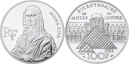 France 100 Francs  - Mona Lisa - 1993 - Argent