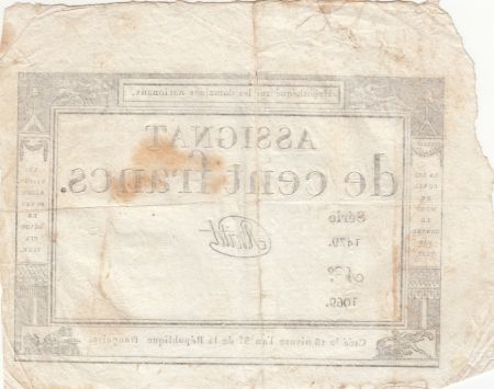 France 100 Francs - 18 Nivose An III - (07.01.1795) - Sign. Boitet - Série 1479