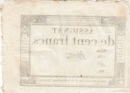 France 100 Francs - 18 Nivose An III - (07.01.1795) - Sign. Chevrot - Série 1733