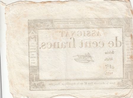 France 100 Francs - 18 Nivose An III - (07.01.1795) - Sign. Chevrot - Série 2849