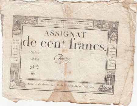 France 100 Francs - 18 Nivose An III - (07.01.1795) - Sign. Chevrot - Série 4519