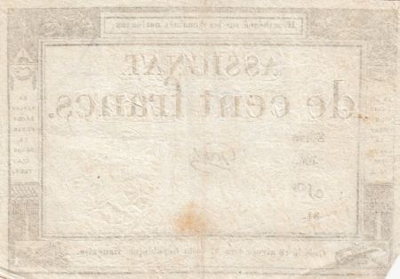 France 100 Francs - 18 Nivose An III - (07.01.1795) - Sign. Godet - Série 406