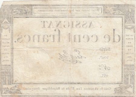 France 100 Francs - 18 Nivose An III - (07.01.1795) - Sign. Le Noble - Série 1047