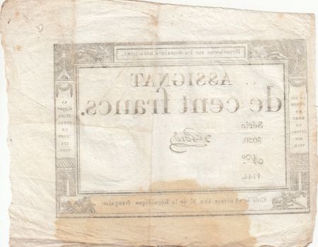 France 100 Francs - 18 Nivose An III - (07.01.1795) - Sign. Lehord - Série 2020