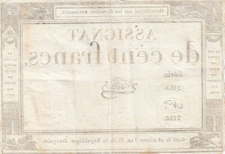 France 100 Francs - 18 Nivose An III - (07.01.1795) - Sign. Lehord - Série 2162