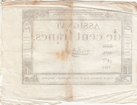 France 100 Francs - 18 Nivose An III - (07.01.1795) - Sign. Lehord - Série 2379