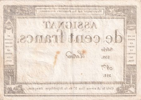 France 100 Francs - 18 Nivose An III - (07.01.1795) - Sign. Lenoir - Série 859