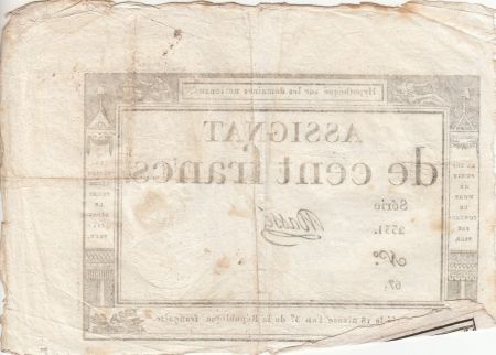 France 100 Francs - 18 Nivose An III - (07.01.1795) - Sign. Masse-Serie2331