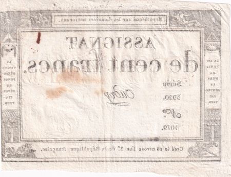 France 100 Francs - 18 Nivose An III - (07.01.1795) - Sign. Oudry - Série 3920