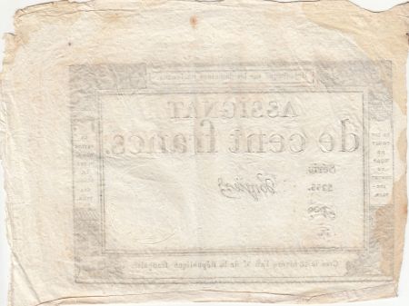 France 100 Francs - 18 Nivose An III - (07.01.1795) - Sign. Vorgier - Série 5255