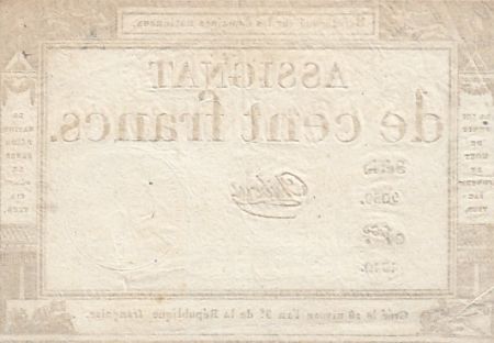 France 100 francs - 18 Nivose An III - 1794 - Sign. Chibout - Série 5039