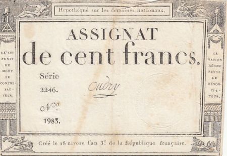 France 100 francs - 18 Nivose An III - 1794 - Sign. Oudry - Série 2246