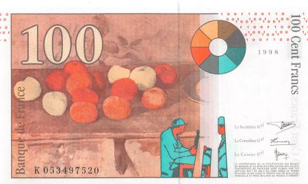 France 100 Francs - Cezanne - 1998 - Lettre K