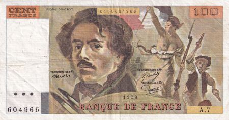 France 100 Francs - Delacroix - 1978 - Série A.7 - F.69.01d