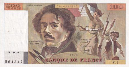 France 100 Francs - Delacroix - 1978 - Série V.1 - F.68.01