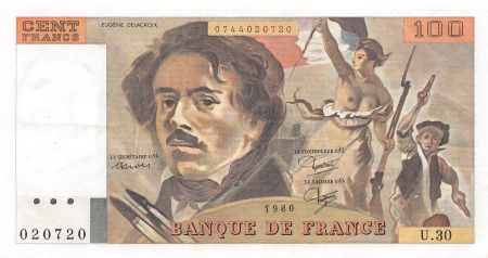 France 100 Francs - Delacroix - 1980 - Série U.30