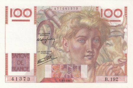 France 100 Francs - Jeune Paysan - 09-01-1947 - Série B.192