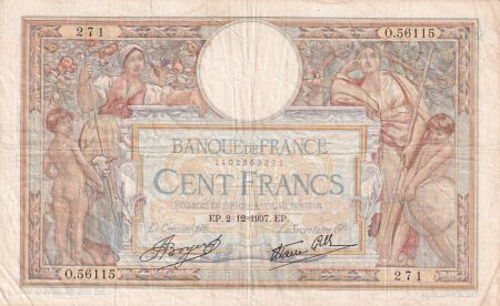 France 100 Francs - Luc Olivier Merson - 02-12-1937 - Série O.56115