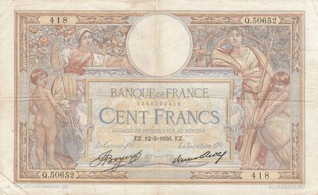 France 100 francs - Luc Olivier Merson - 06-08-1936 - Série Q.50652