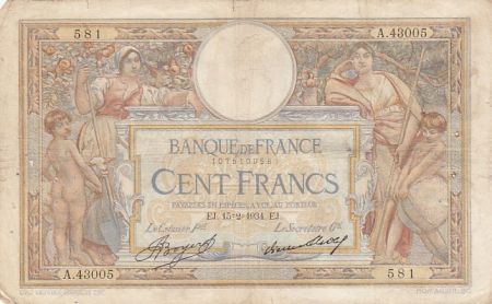 France 100 francs - Luc Olivier Merson - 15-02-1934 - Série A.43005