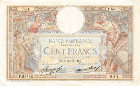 France 100 Francs - Luc Olivier Merson - 15-04-1937 - Série T.53596