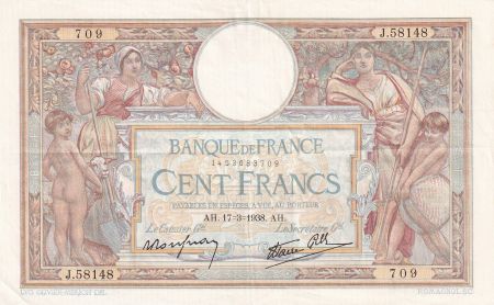 France 100 Francs - Luc Olivier Merson - 17-03-1938 - Série J.58148