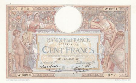 France 100 Francs - Luc Olivier Merson - 19-05-1939 - Série W.66918