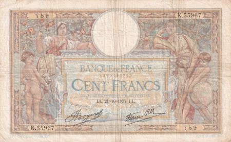 France 100 Francs - Luc Olivier Merson - 21-10-1937 - Série K.55967