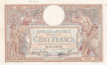 France 100 Francs - Luc Olivier Merson - 22-09-1938 - Série P.60678