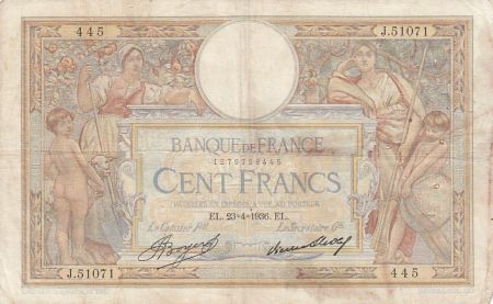 France 100 francs - Luc Olivier Merson - 23-04-1936 - Série J.51071