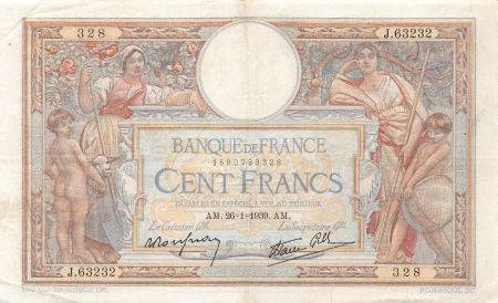 France 100 Francs - Luc Olivier Merson - 26-01-1939 - Série J.63232