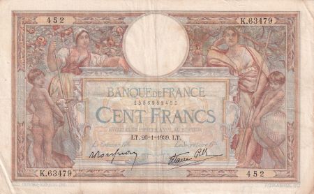 France 100 Francs - Luc Olivier Merson - 26-01-1939 - Série K.63479