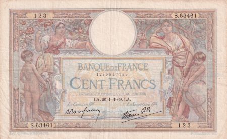 France 100 Francs - Luc Olivier Merson - 26-01-1939 - Série S.63461