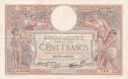 France 100 Francs - Luc Olivier Merson - 30-03-1939 - Série R.65398