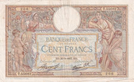 France 100 Francs - Luc Olivier Merson - 30-09-1937 - Série T.55682