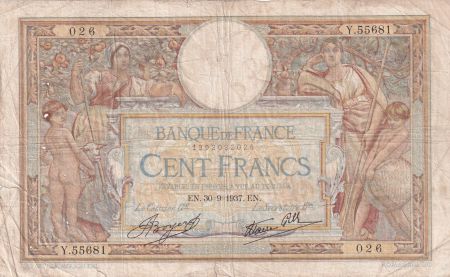 France 100 Francs - Luc Olivier Merson - 30-09-1937 - Série Y.55681