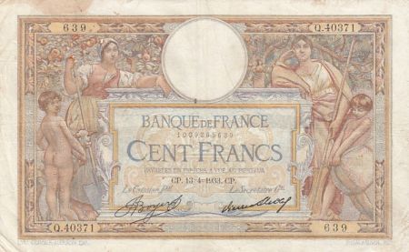 France 100 francs - Luc Olivier Merson - Grands Cartouches - 13-04-1933 - Série Q.40371