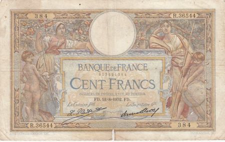 France 100 francs - Luc Olivier Merson - Grands Cartouches - 18-08-1932 - Série R.36544