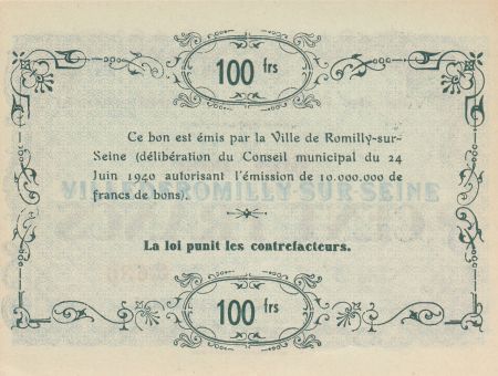 France 100 Francs , Romilly-sur-Seine - 1940 - Série A-3636