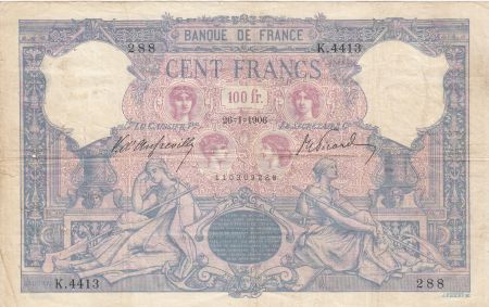 France 100 Francs - Rose et Bleu - 26-01-1906 - Série K.4413