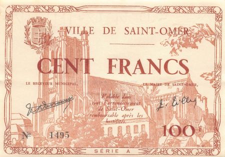 France 100 Francs - Ville de Saint-Omer - Juin 1940